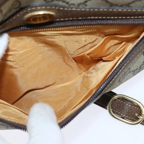 GUCCI GG Supreme Web Sherry Line Shoulder Bag PVC Beige Gold 010 378 Auth 148938 - Picture 13 of 16